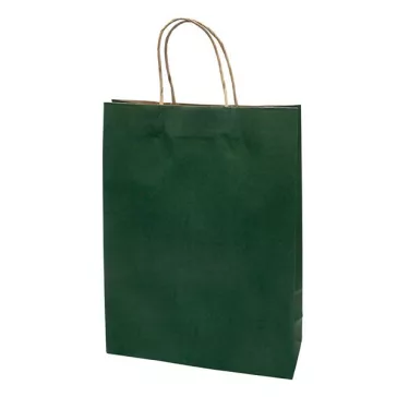   Dísztasak CREATIVE Classic Simple XL 31x42x11 cm kraft egyszínű sötétzöld sodort füles