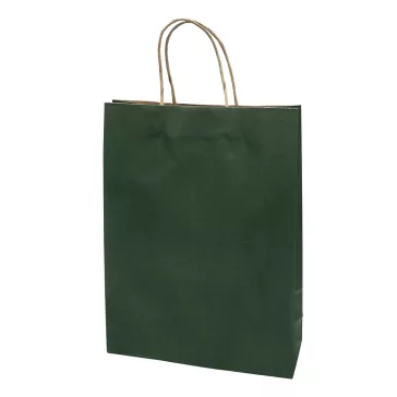   Dísztasak CREATIVE Classic Simple XL 31x42x11 cm kraft egyszínű sötétzöld sodort füles