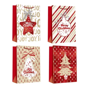   Karácsonyi dísztasak CREATIVE Deluxe Plus M 18x23x10 cm matt fóliás sodort füles