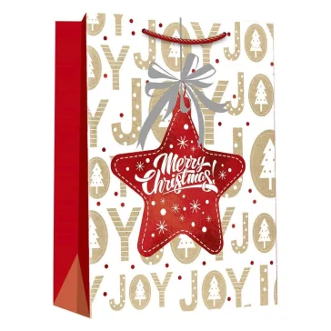   Karácsonyi dísztasak CREATIVE Deluxe Plus M 18x23x10 cm matt fóliás sodort füles