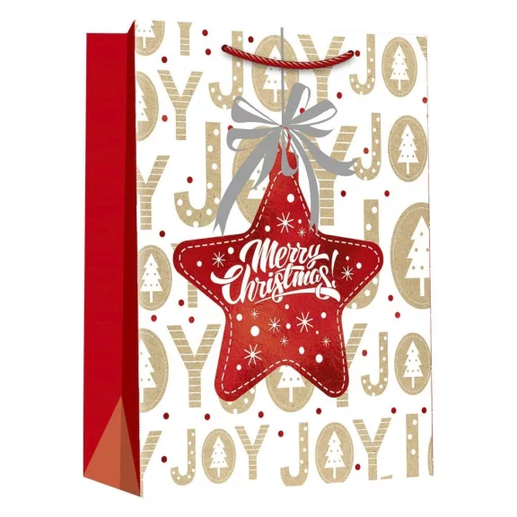 Karácsonyi dísztasak CREATIVE Deluxe Plus M 18x23x10 cm matt fóliás sodort füles