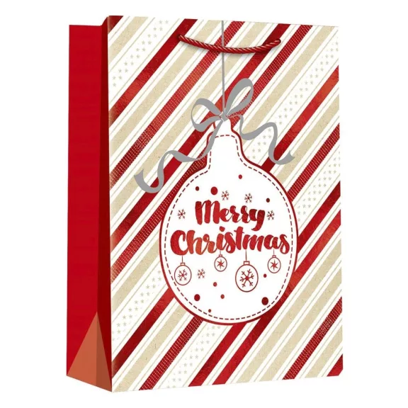 Karácsonyi dísztasak CREATIVE Deluxe Plus M 18x23x10 cm matt fóliás sodort füles