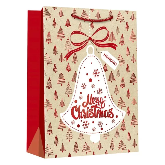 Karácsonyi dísztasak CREATIVE Deluxe Plus M 18x23x10 cm matt fóliás sodort füles
