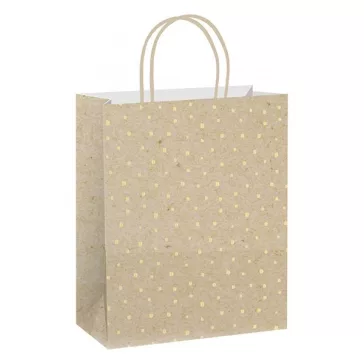   Dísztasak CREATIVE ECO Special Plus L 26x33x12 cm kraft fóliás apró mintás sodort füles