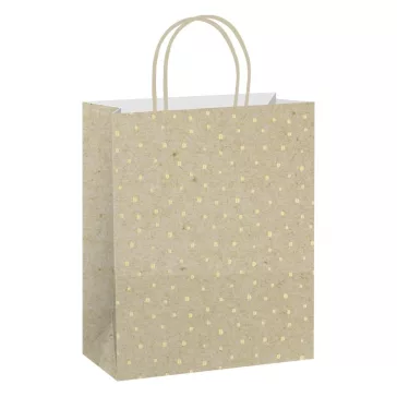   Karácsonyi dísztasak CREATIVE ECO Special Plus M 18x23x10 cm kraft fóliás apró mintás sodort füles