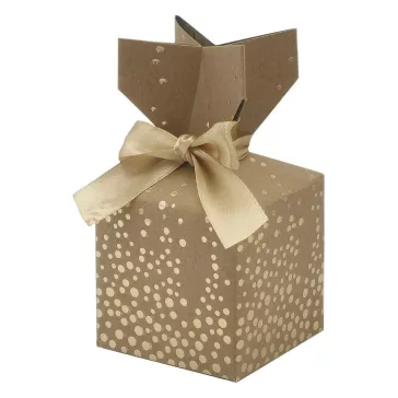   Karácsonyi díszdoboz CREATIVE csillagos-pöttyös-csíkos 7x7 cm 2 darabos