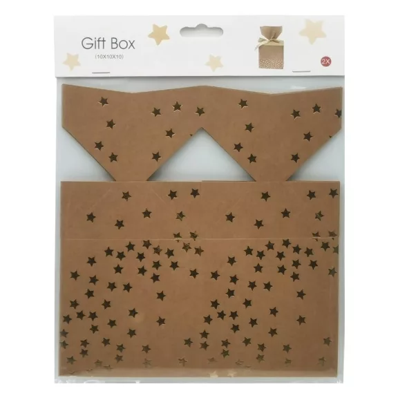 Karácsonyi díszdoboz CREATIVE csillagos-pöttyös-csíkos 7x7 cm 2 darabos Karácsonyi díszdoboz CREATIVE csillagos-pöttyös-csíkos 7x7 cm 2 darabos