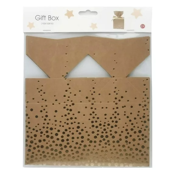 Karácsonyi díszdoboz CREATIVE csillagos-pöttyös-csíkos 7x7 cm 2 darabos Karácsonyi díszdoboz CREATIVE csillagos-pöttyös-csíkos 7x7 cm 2 darabos