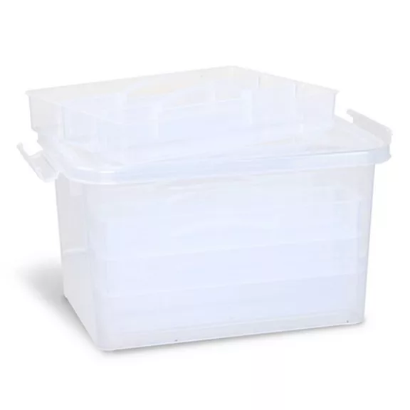 Tárolódoboz PRIMO 25,5x17x14,5 cm műanyag 4 db elválasztó tálcával Tárolódoboz PRIMO 25,5x17x14,5 cm műanyag 4 db elválasztó tálcával