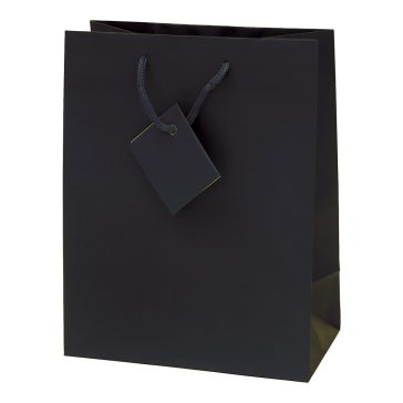   Dísztasak CREATIVE Special Simple M 18cm x 23cm x 10 cm egyszínű fekete zsinórfüles