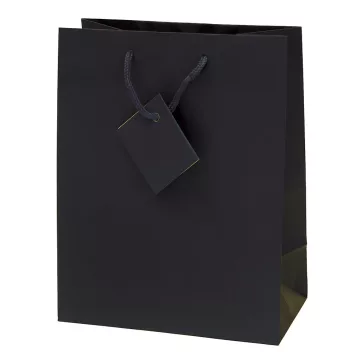   Dísztasak CREATIVE Special Simple M 18cm x 23cm x 10 cm egyszínű fekete zsinórfüles