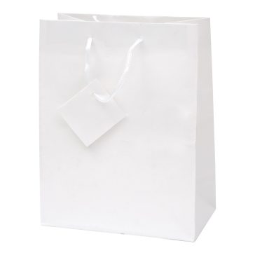   Dísztasak CREATIVE Special Simple M 18cm x 23cm x 10 cm egyszínű fehér zsinórfüles