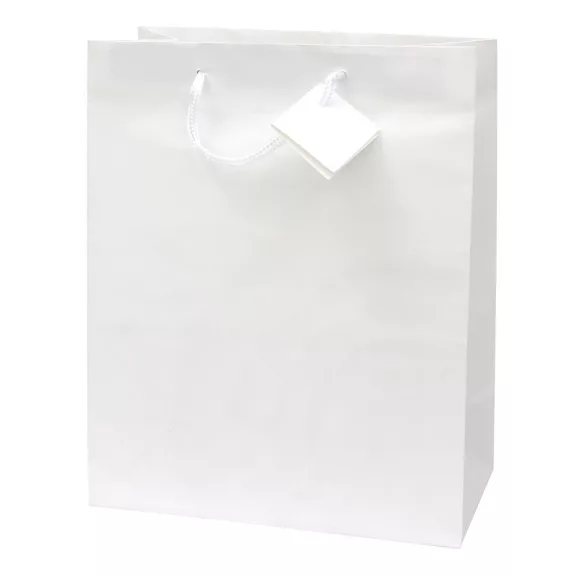 Dísztasak CREATIVE Special Simple L 26cm x 32cm x 12 cm egyszínű fehér zsinórfüles Dísztasak CREATIVE Special Simple L 26cm x 32cm x 12 cm egyszínű fehér zsinórfüles