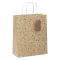 Karácsonyi dísztasak CREATIVE ECO Deluxe Plus M 23x26x12 cm kraft fóliás levél mintás sodort füles