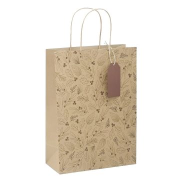   Dísztasak CREATIVE ECO Delucm x Plus cm x L 32cm x 44cm x 11 cm kraft fóliás levél mintás sodort füles