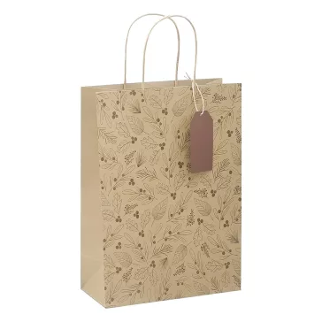   Dísztasak CREATIVE ECO Delucm x Plus cm x L 32cm x 44cm x 11 cm kraft fóliás levél mintás sodort füles