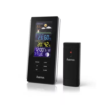   Időjárás állomás HAMA Color Edge színes kijelzővel fekete