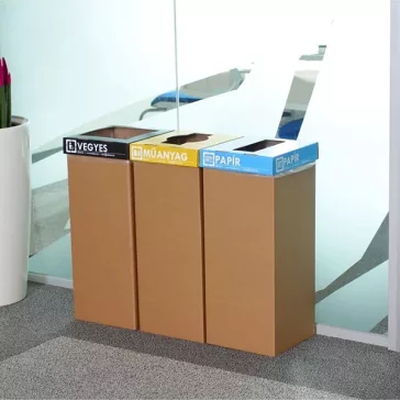   Hulladéktároló karton szelektív 50 L műanyaghoz magyar felirattal