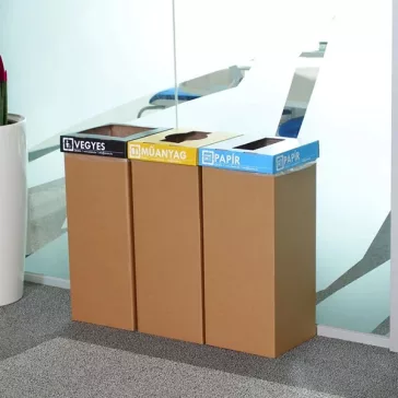   Hulladéktároló karton szelektív 50 L papírhoz magyar felirattal