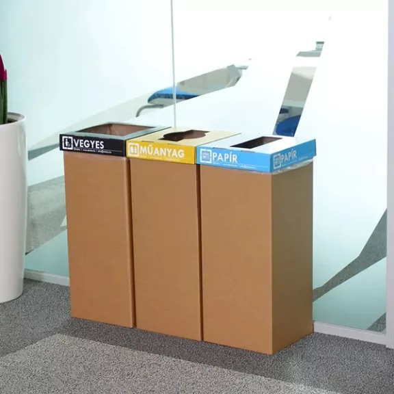 Hulladéktároló karton szelektív 50 L papírhoz magyar felirattal