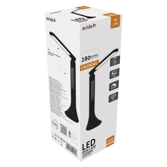 Asztali lámpa AVIDE Calendar LED 5W fekete Asztali lámpa AVIDE Calendar LED 5W fekete