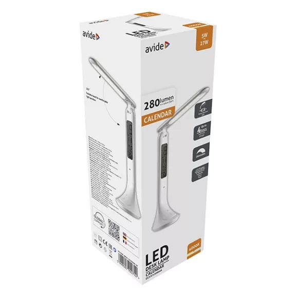 Asztali lámpa AVIDE Calendar LED 5W fehér Asztali lámpa AVIDE Calendar LED 5W fehér