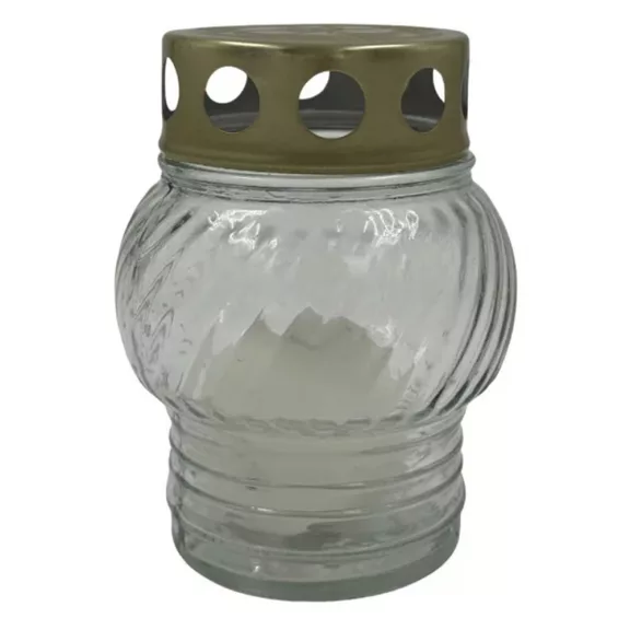 Mécses 25 g 100 mm 6-8 órás üveg fém tetővel fehér Mécses 25 g 100 mm 6-8 órás üveg fém tetővel fehér
