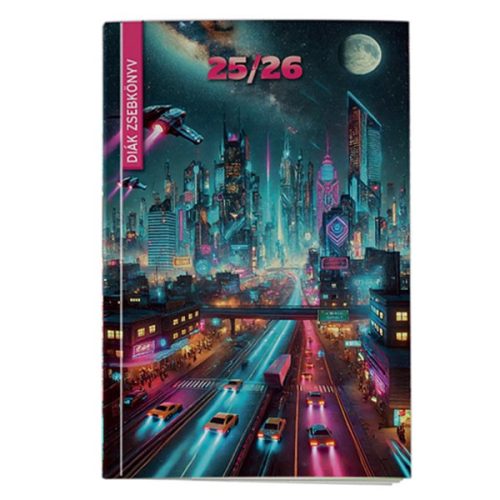 Diák zsebkönyv REALSYSTEM papírborító 125x205mm cyberpunk 2025-2026