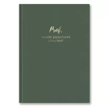   Tanári zsebkönyv TOPTIMER Prof PU műbőrborító A/5 heti 145x205 mm Sötét oliva 2026-2027