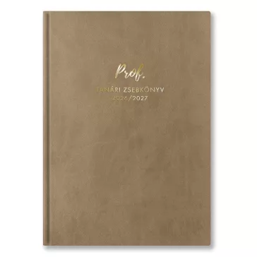   Tanári zsebkönyv TOPTIMER Prof PVC műbőrborító A/5 heti 145x205 mm Drapp 2026-2027