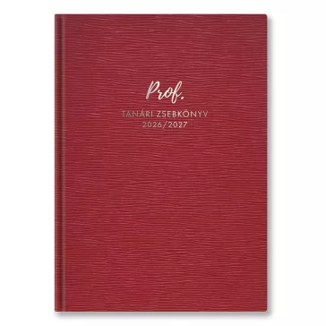   Tanári zsebkönyv TOPTIMER Prof PU műbőrborító A/5 heti 145x205 mm Vörös  2026-2027
