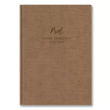  Tanári zsebkönyv TOPTIMER Prof PVC műbőrborító A/5 heti 145x205 mm Bézs 2026-2027