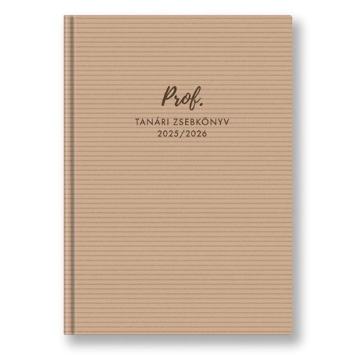 Tanári zsebkönyv TOPTIMER Prof PVC műbőrborító A/5 heti 145x205 mm Bézs csikos 2025-2026