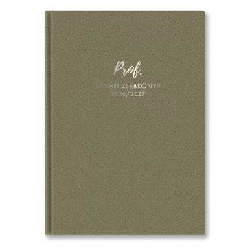   Tanári zsebkönyv TOPTIMER Prof PVC műbőrborító A/5 heti 145x205 mm Oliva zöld 2026-2027