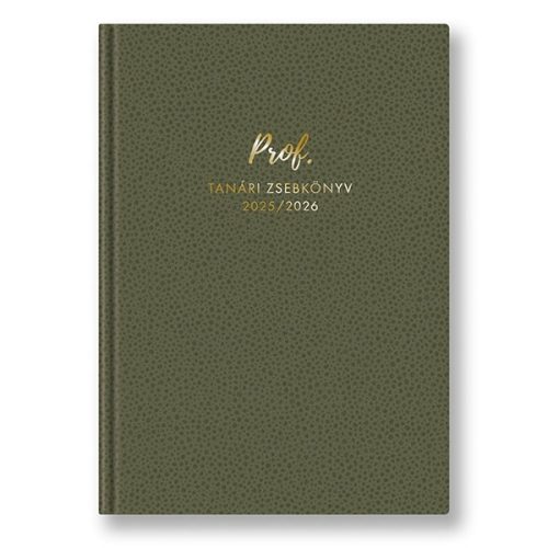Tanári zsebkönyv TOPTIMER Prof PVC műbőrborító A/5 heti 145x205 mm Oliva zöld 2025-2026