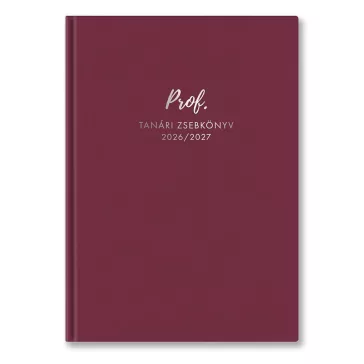   Tanári zsebkönyv TOPTIMER Prof PU műbőrborító A/5 heti 150x210 mm Málna 2026-2027
