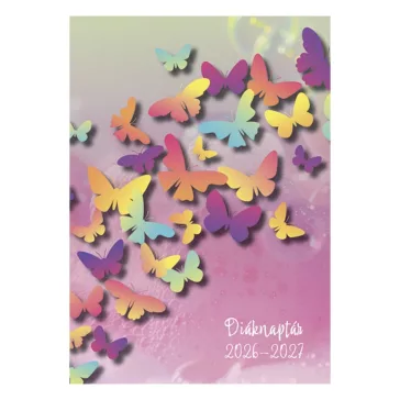   Diák zsebkönyv TOPTIMER papírborító B/6 heti 120x170mm Pillangó 2026-2027