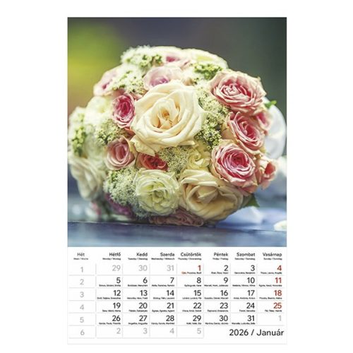 Falinaptár TOPTIMER T094 220x330mm álló Virágcsokrok 2026.
