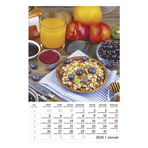 Falinaptár TOPTIMER T094 220x330mm álló Gourmet 2026.