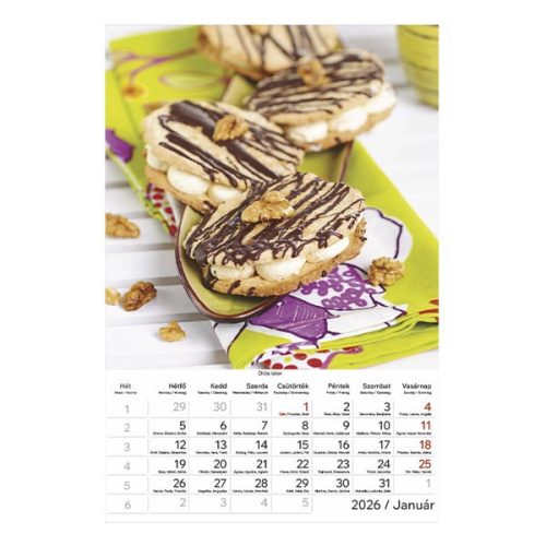 Falinaptár TOPTIMER T094 220x330mm álló Desszertek 2026.