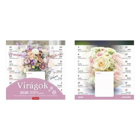 Falinaptár mágneses TOPTIMER T090 220x220mm Virágok 2026.