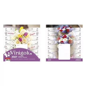   Falinaptár TOPTIMER T090 220x220mm 2 hetes mágneses Virágok 2027
