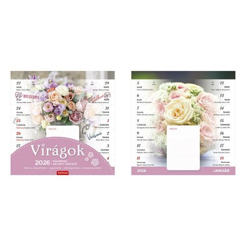 Falinaptár mágneses TOPTIMER T090 220x220mm Virágok 2026.