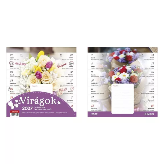 Falinaptár TOPTIMER T090 220x220mm 2 hetes mágneses Virágok 2027 Falinaptár TOPTIMER T090 220x220mm 2 hetes mágneses Virágok 2027