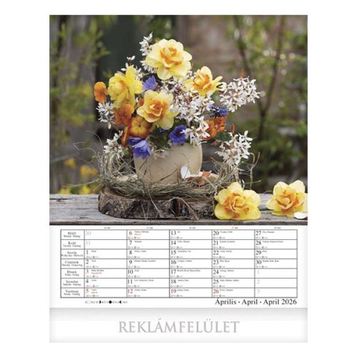 Falinaptár CSG 300x340mm álló Virágok 2026.