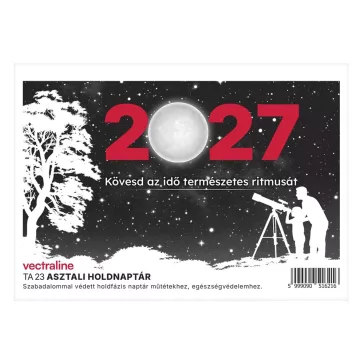   Asztali naptár VECTRALINE TA23 álló fehér lapos holdfázissal 2027.