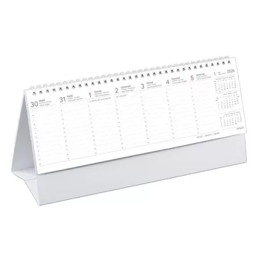   Asztali naptár kép nélküli TOPTIMER T065 álló fehér lapos papír táblás 2026.