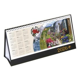   Asztali naptár képes CSÍZIÓ álló fehér lapos idézetes bőr hatású Öko hátlap fekete 2026.