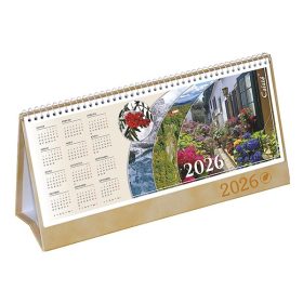   Asztali naptár képes CSÍZIÓ álló fehér lapos idézetes bőr hatású Öko hátlap drapp 2026.