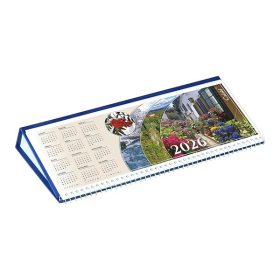   Asztali naptár képes CSÍZIÓ fekvő fehér lapos idézetes bőr hatású Öko hátlap kék 2026.